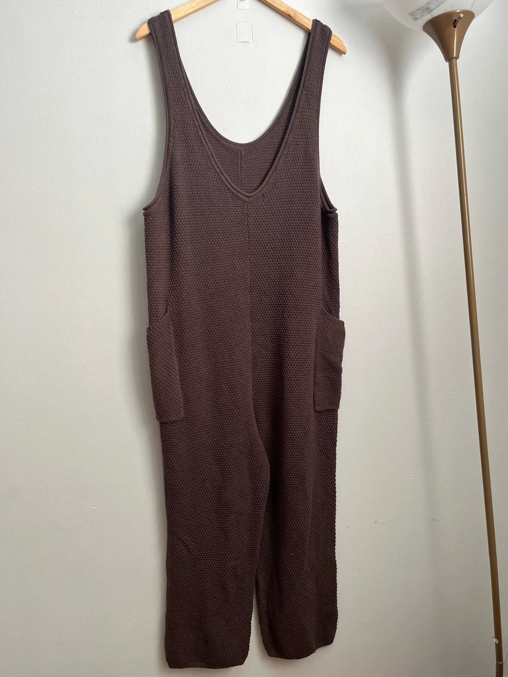Free People Beach Hailee Sweater Jumpsuit Brown Overalls Slouchy - Picture 3 of 12